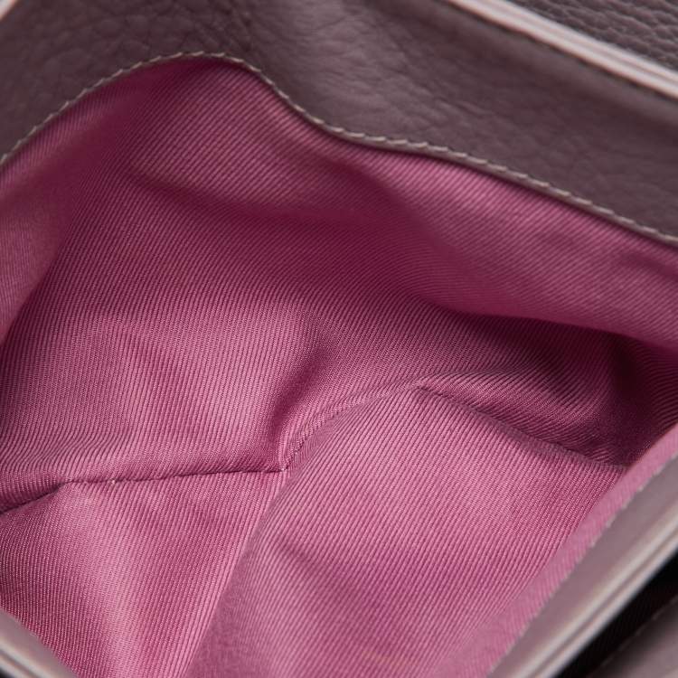 Pre Owned Bvlgari Purple Leather Flap Shoulder Bag