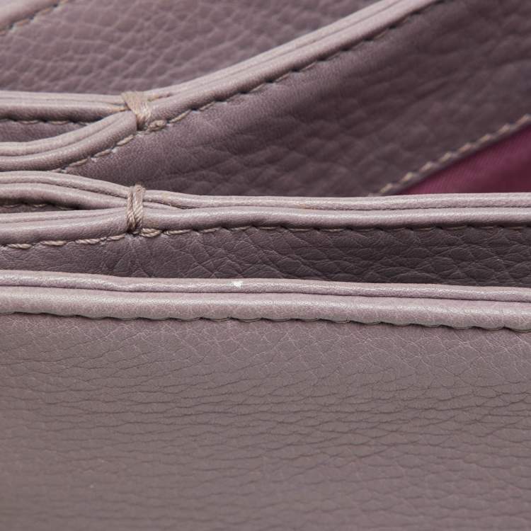 Pre Owned Bvlgari Purple Leather Flap Shoulder Bag