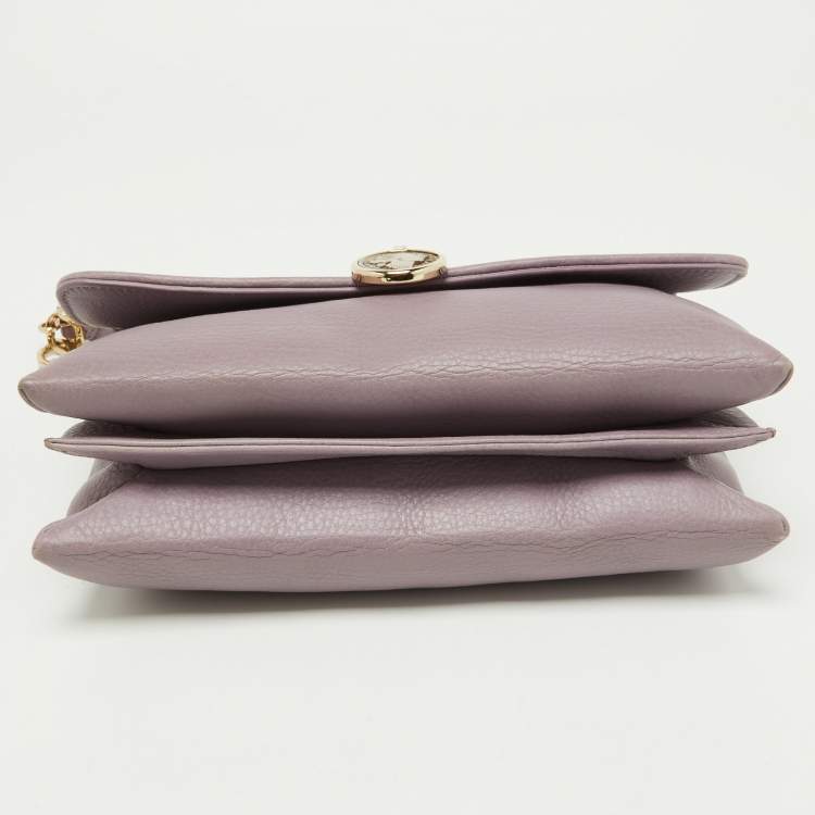 Pre Owned Bvlgari Purple Leather Flap Shoulder Bag