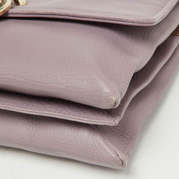 Pre Owned Bvlgari Purple Leather Flap Shoulder Bag