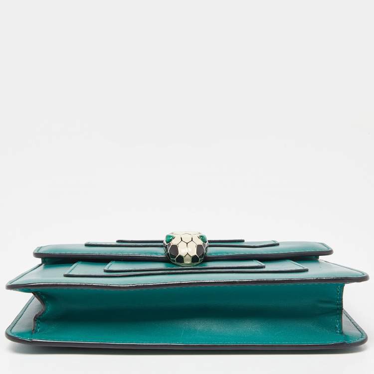 Pre Owned Bvlgari Green Leather Serpenti Forever Crossbody Bag