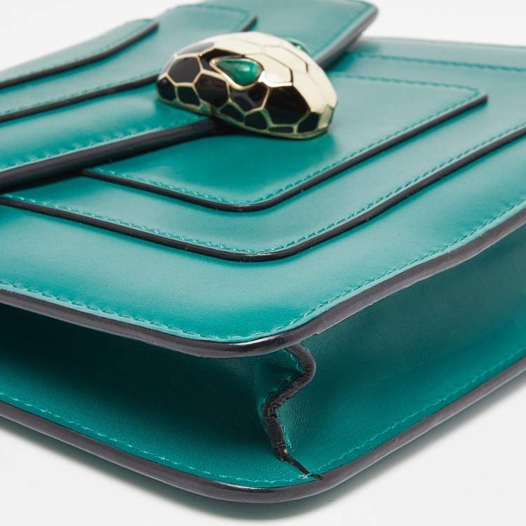 Pre Owned Bvlgari Green Leather Serpenti Forever Crossbody Bag