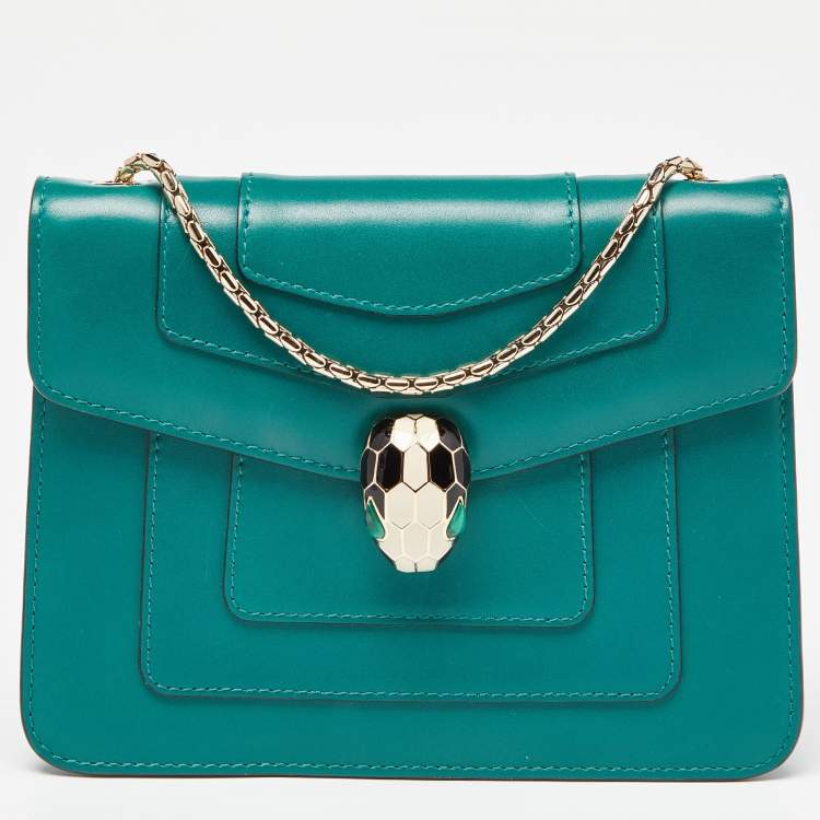 Pre Owned Bvlgari Green Leather Serpenti Forever Crossbody Bag
