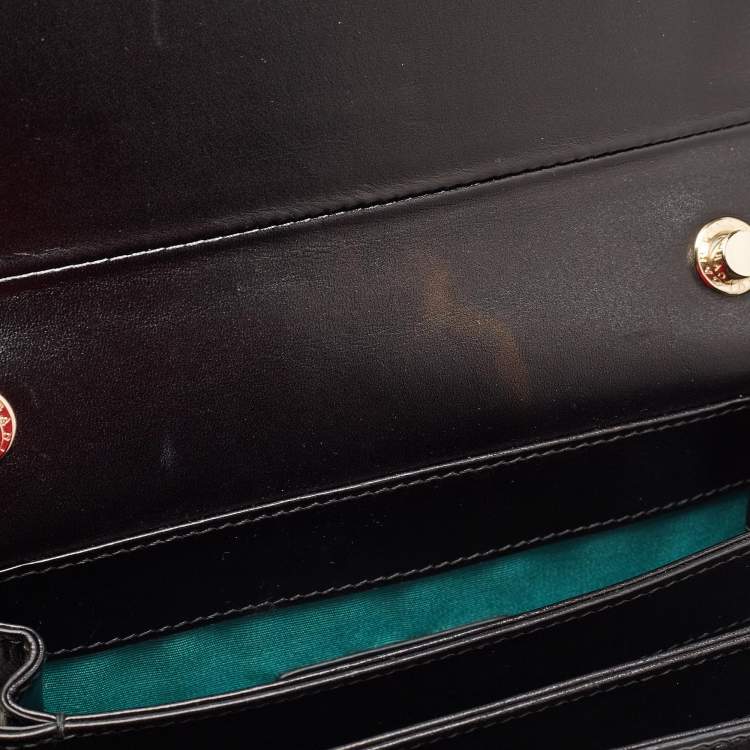 Pre Owned Bvlgari Black Leather and Perspex Small Flap Cover Shoulder Bag