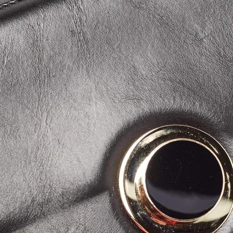 Pre Owned Bvlgari Black Leather and Perspex Small Flap Cover Shoulder Bag
