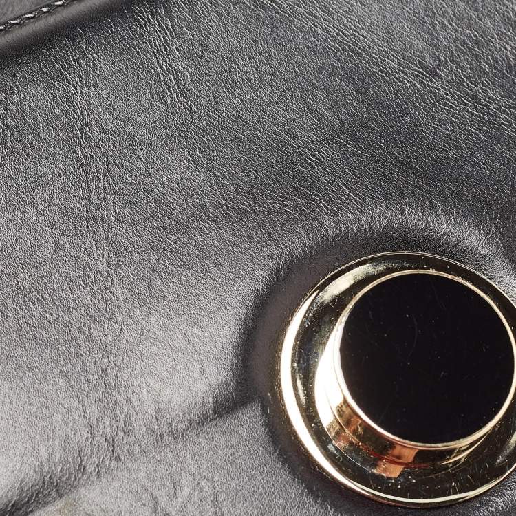 Pre Owned Bvlgari Black Leather and Perspex Small Flap Cover Shoulder Bag