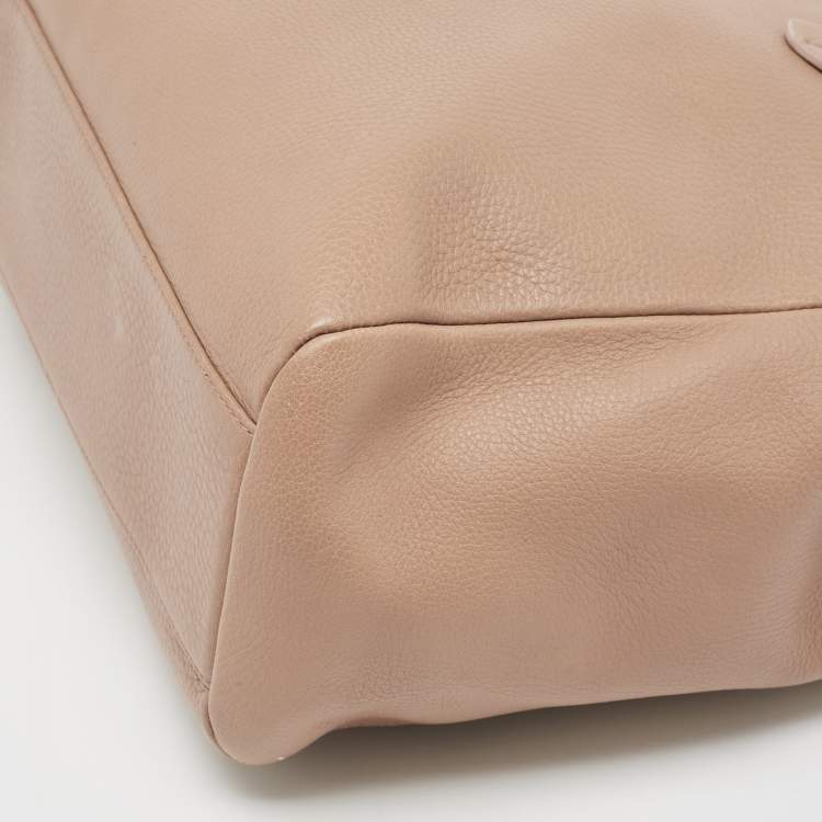 Pre Owned Bvlgari Light Brown Leather Double Zip Tote