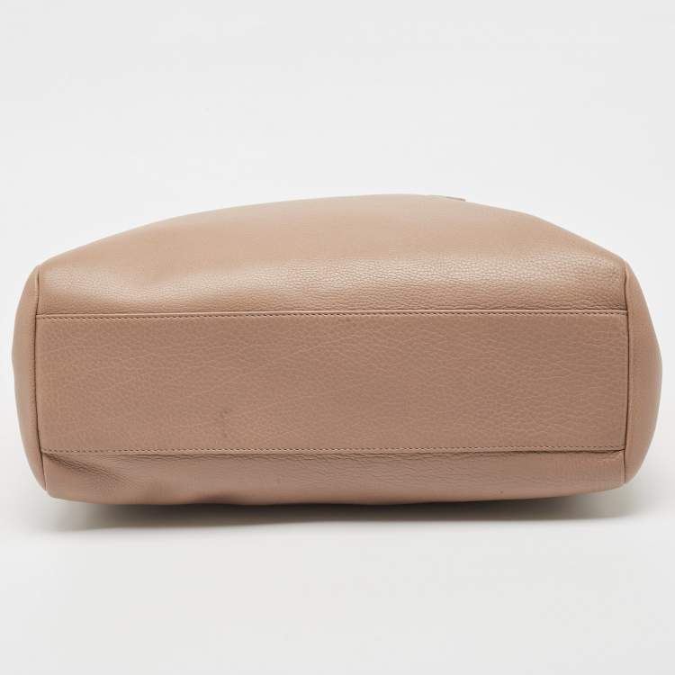 Pre Owned Bvlgari Light Brown Leather Double Zip Tote