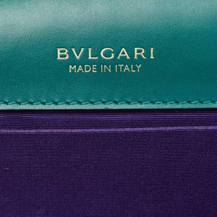 Pre Owned Bvlgari Green Leather Medium Serpenti Forever Flap Shoulder Bag