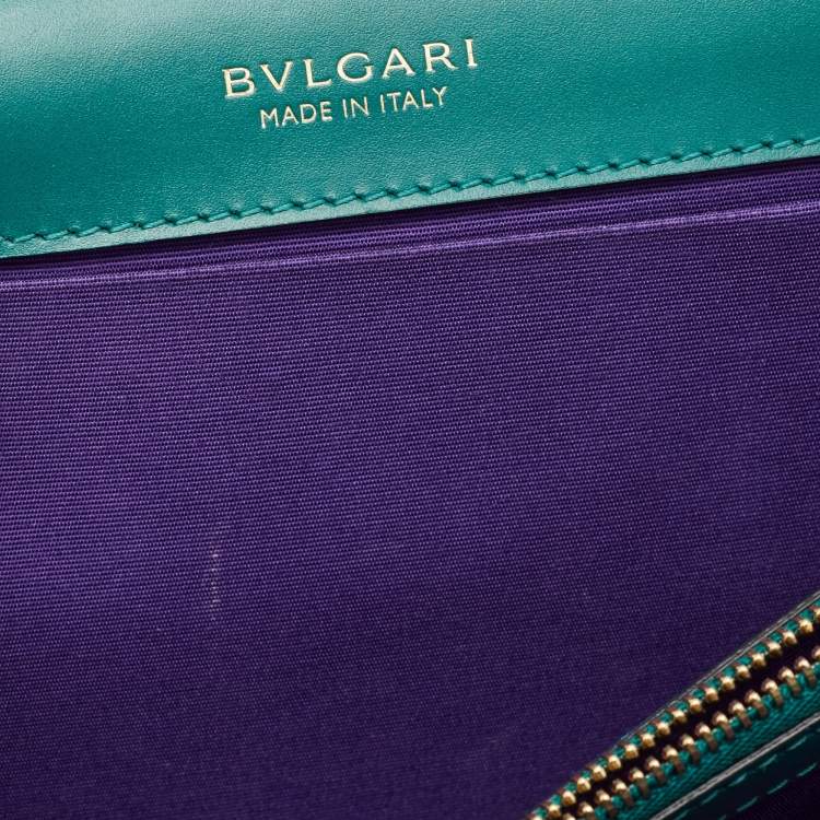Pre Owned Bvlgari Green Leather Medium Serpenti Forever Flap Shoulder Bag