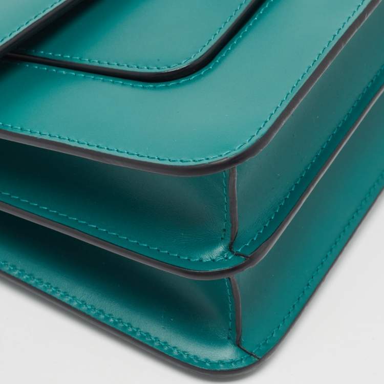 Pre Owned Bvlgari Green Leather Medium Serpenti Forever Flap Shoulder Bag