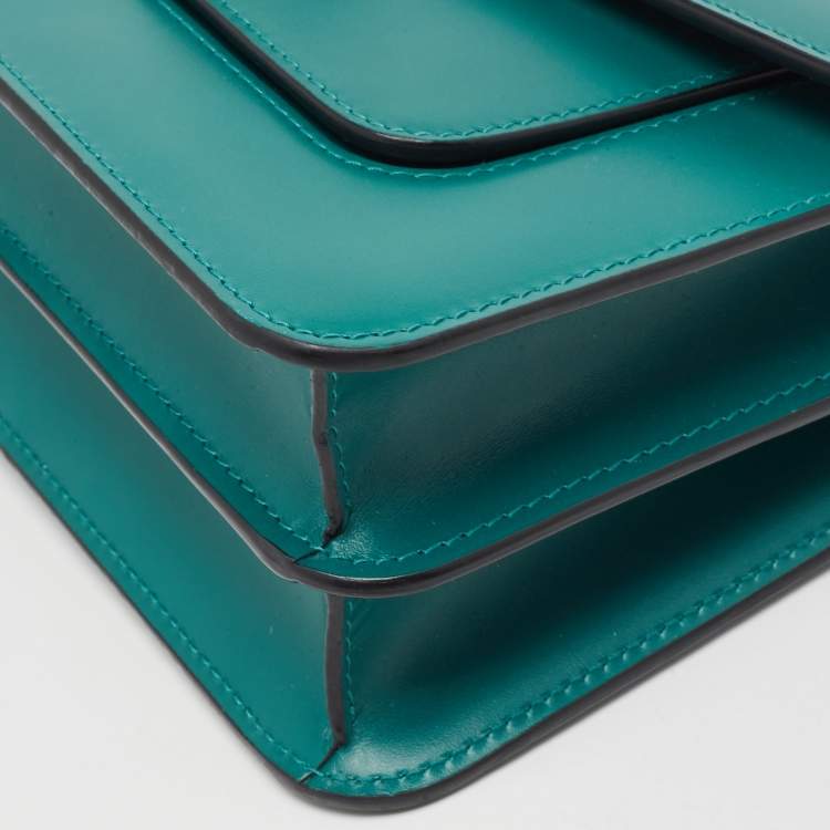 Pre Owned Bvlgari Green Leather Medium Serpenti Forever Flap Shoulder Bag