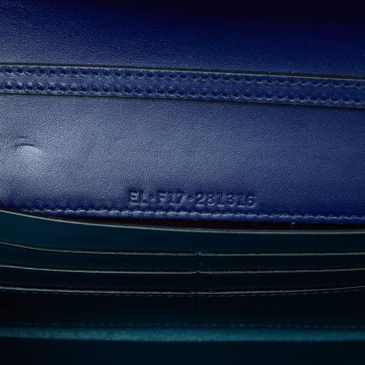 Pre Owned Bvlgari Blue Leather Serpenti Forever Flap Wallet on Chain