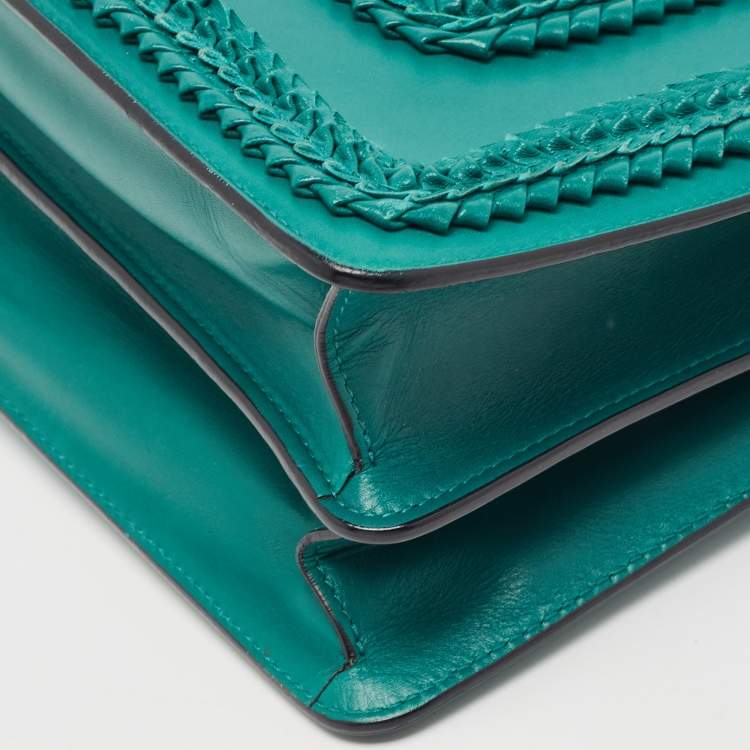 Pre Owned Bvlgari Green Leather Large Ruffled Serpenti Forever Shoulder Bag