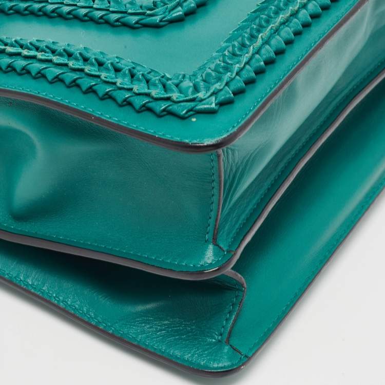 Pre Owned Bvlgari Green Leather Large Ruffled Serpenti Forever Shoulder Bag