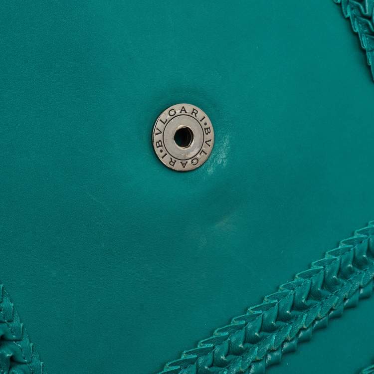 Pre Owned Bvlgari Green Leather Large Ruffled Serpenti Forever Shoulder Bag