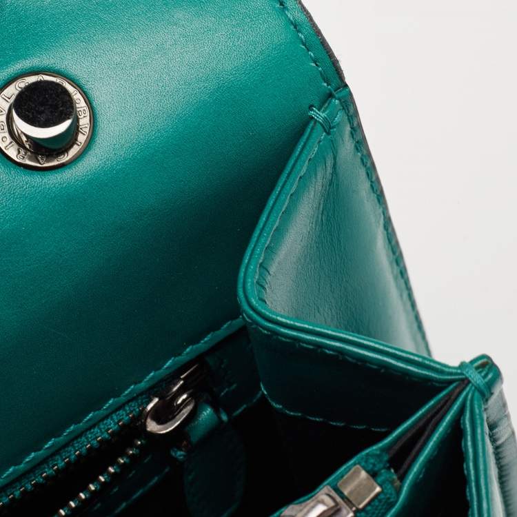 Pre Owned Bvlgari Green Leather Large Ruffled Serpenti Forever Shoulder Bag