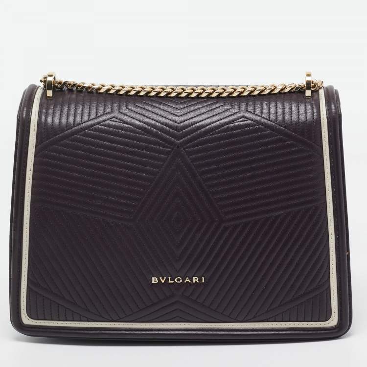 Pre Owned Bvlgari Burgundy Quilted Leather Medium Serpenti Forever Shoulder Bag