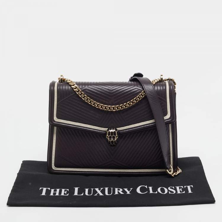 Pre Owned Bvlgari Burgundy Quilted Leather Medium Serpenti Forever Shoulder Bag