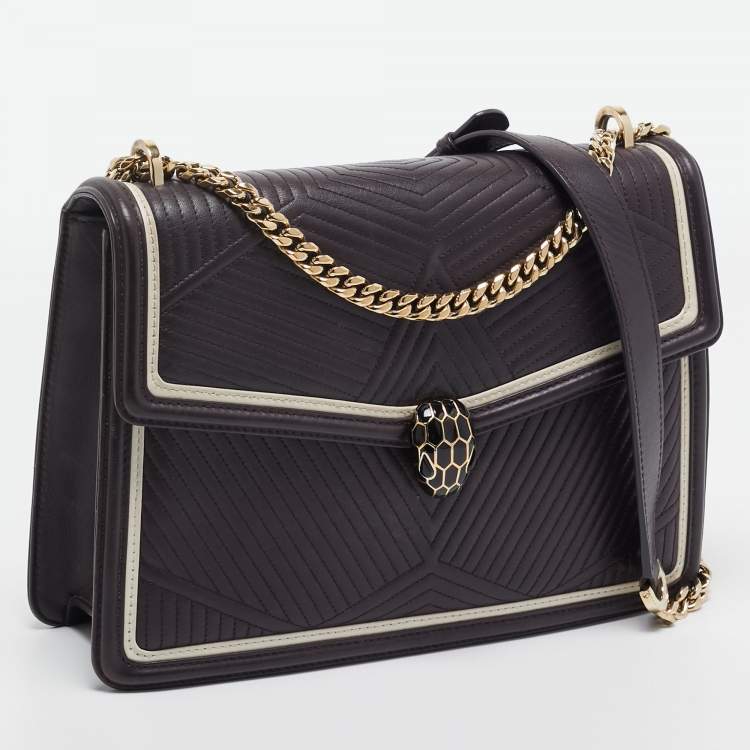Pre Owned Bvlgari Burgundy Quilted Leather Medium Serpenti Forever Shoulder Bag