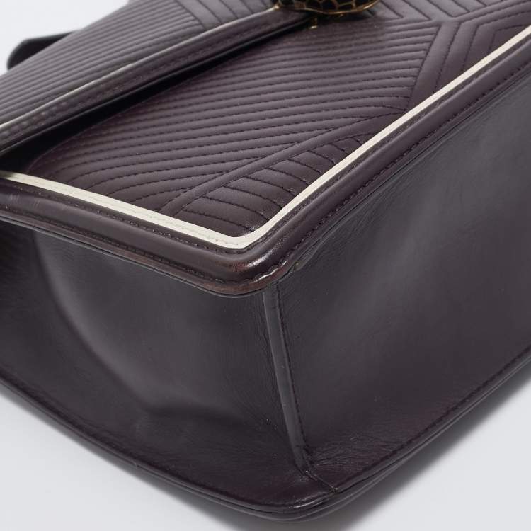 Pre Owned Bvlgari Burgundy Quilted Leather Medium Serpenti Forever Shoulder Bag