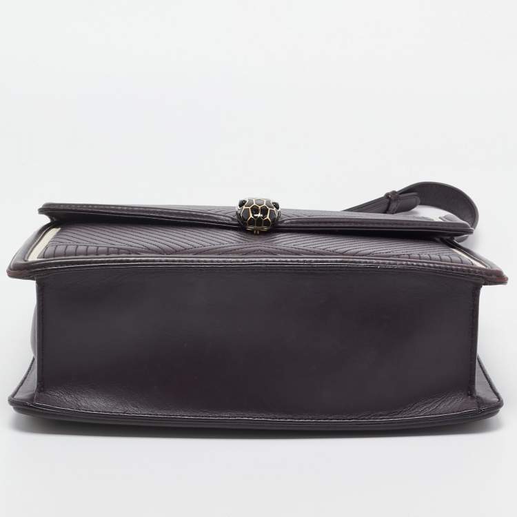 Pre Owned Bvlgari Burgundy Quilted Leather Medium Serpenti Forever Shoulder Bag