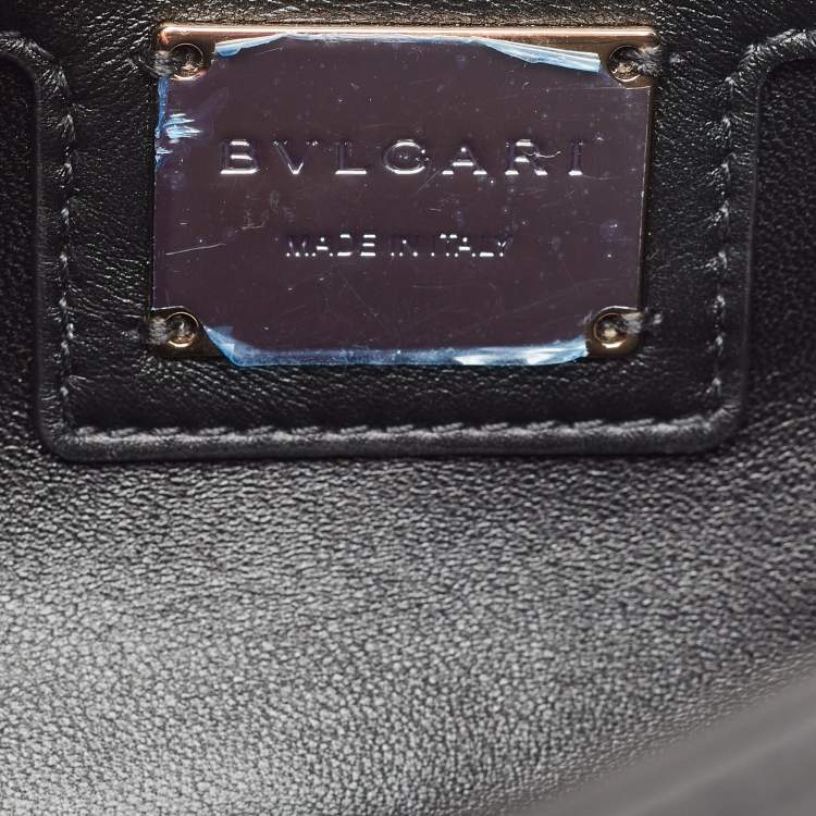 Pre Owned Bvlgari Black Quilted Leather Small Serpenti Cabochon Shoulder Bag