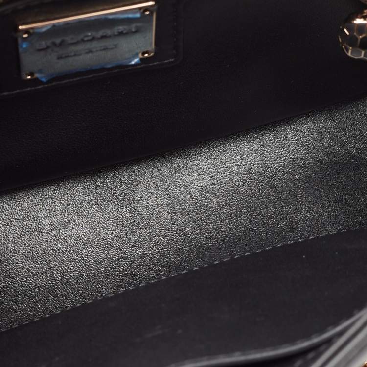 Pre Owned Bvlgari Black Quilted Leather Small Serpenti Cabochon Shoulder Bag