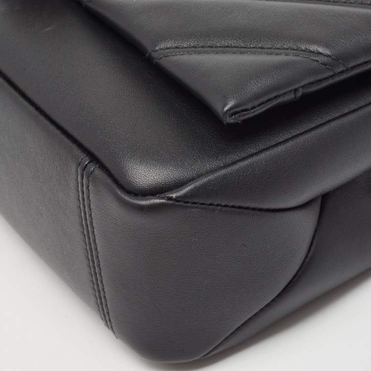 Pre Owned Bvlgari Black Quilted Leather Small Serpenti Cabochon Shoulder Bag