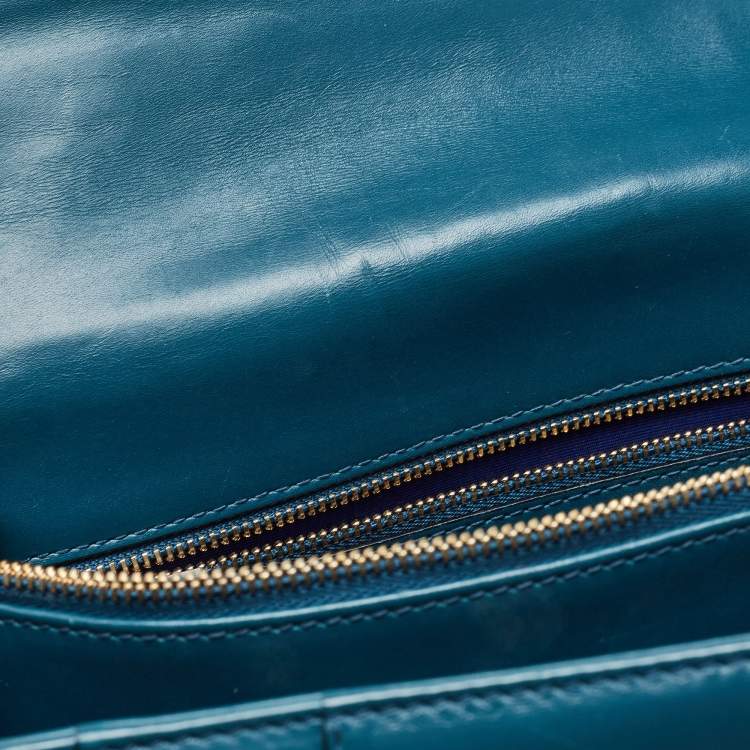 Pre Owned Bvlgari Teal Green Leather Large Serpenti Forever Shoulder Bag