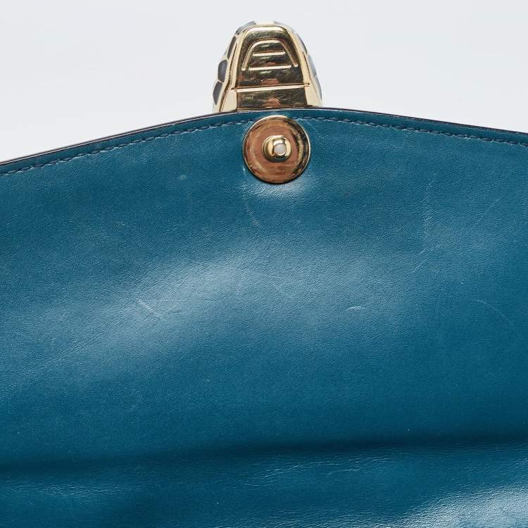 Pre Owned Bvlgari Teal Green Leather Large Serpenti Forever Shoulder Bag
