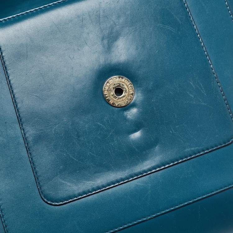 Pre Owned Bvlgari Teal Green Leather Large Serpenti Forever Shoulder Bag