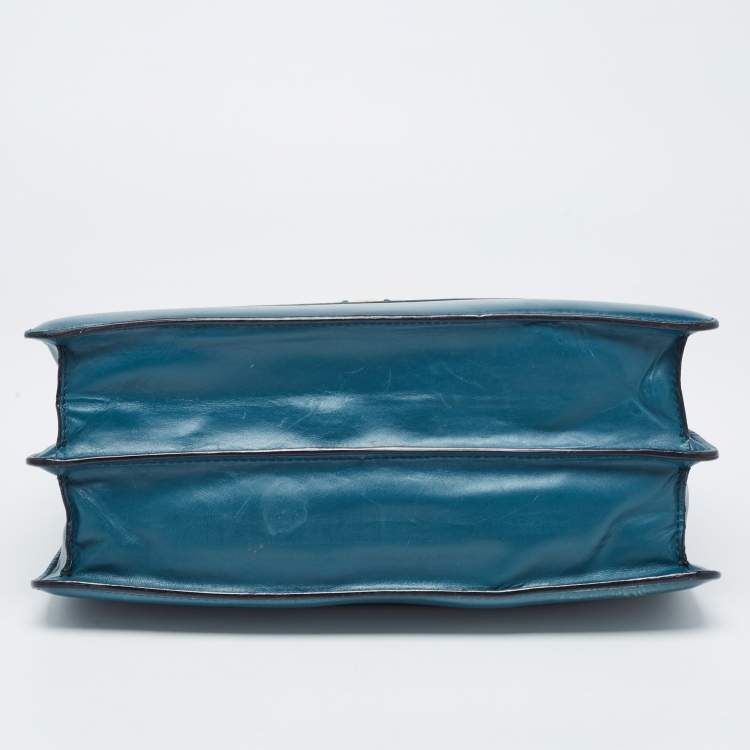 Pre Owned Bvlgari Teal Green Leather Large Serpenti Forever Shoulder Bag
