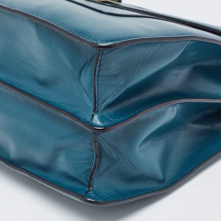 Pre Owned Bvlgari Teal Green Leather Large Serpenti Forever Shoulder Bag