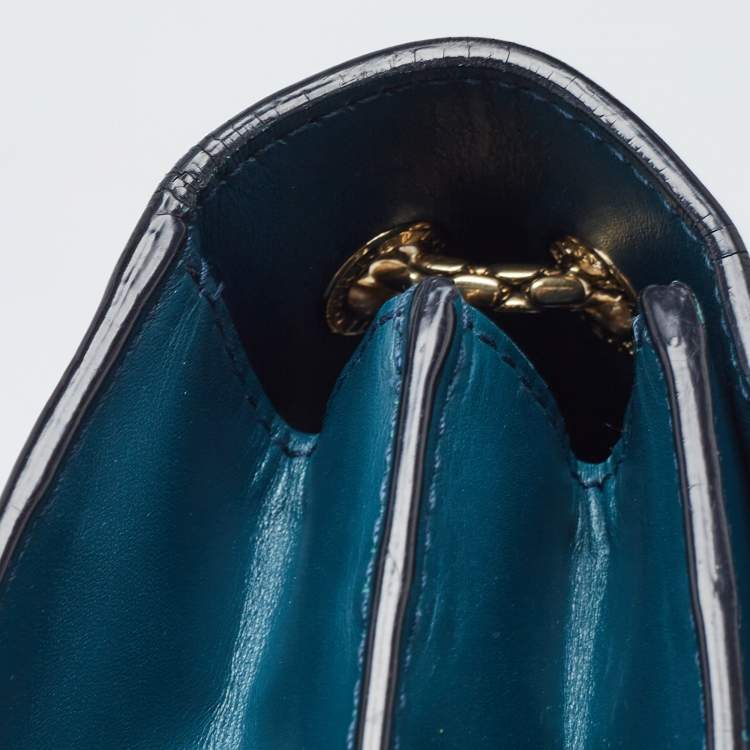 Pre Owned Bvlgari Teal Green Leather Large Serpenti Forever Shoulder Bag