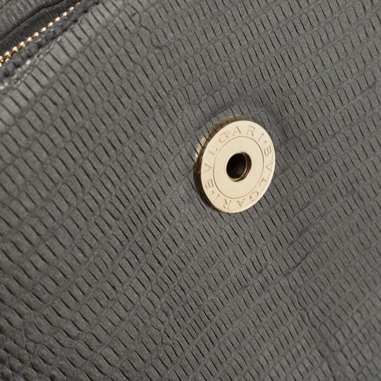 Pre Owned Bvlgari Grey Karung Leather Medium Serpenti Forever Flap Shoulder Bag