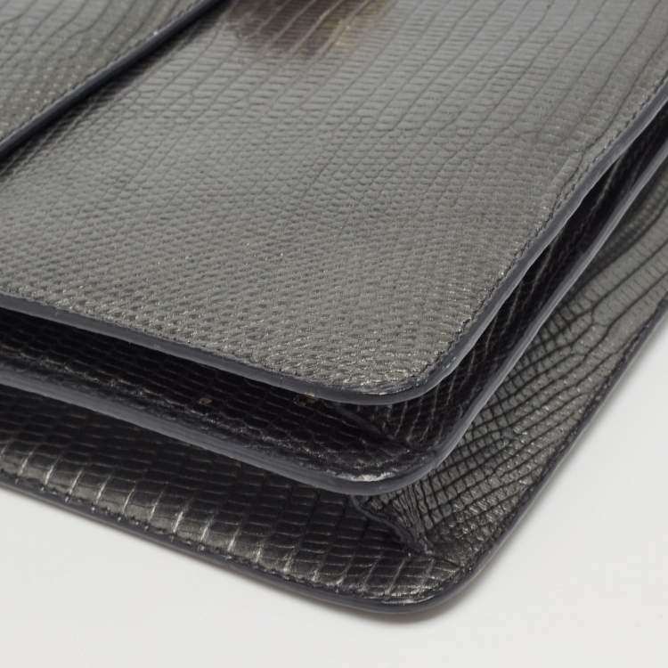 Pre Owned Bvlgari Grey Karung Leather Medium Serpenti Forever Flap Shoulder Bag