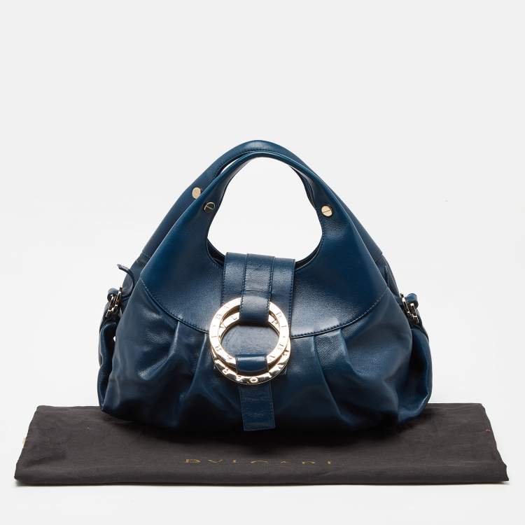 Pre Owned Bvlgari Teal Blue Leather Chandra Hobo