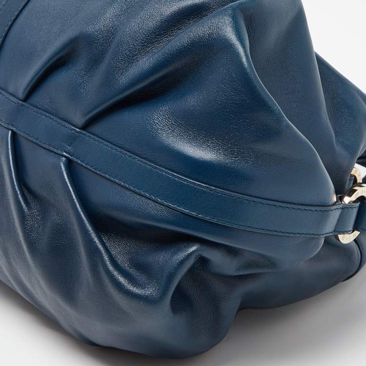 Pre Owned Bvlgari Teal Blue Leather Chandra Hobo