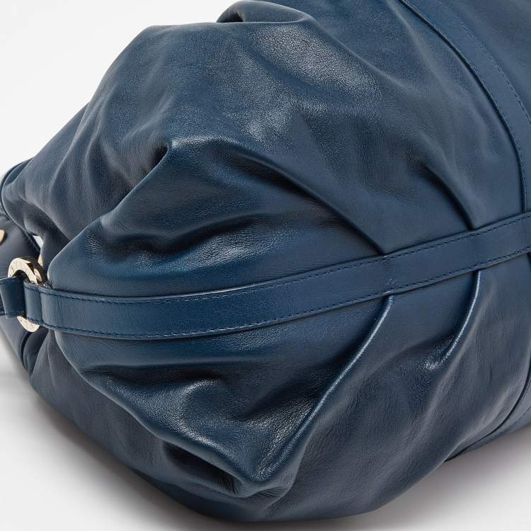 Pre Owned Bvlgari Teal Blue Leather Chandra Hobo