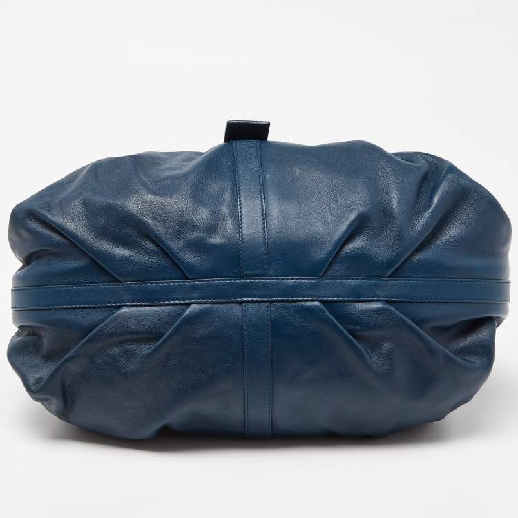 Pre Owned Bvlgari Teal Blue Leather Chandra Hobo