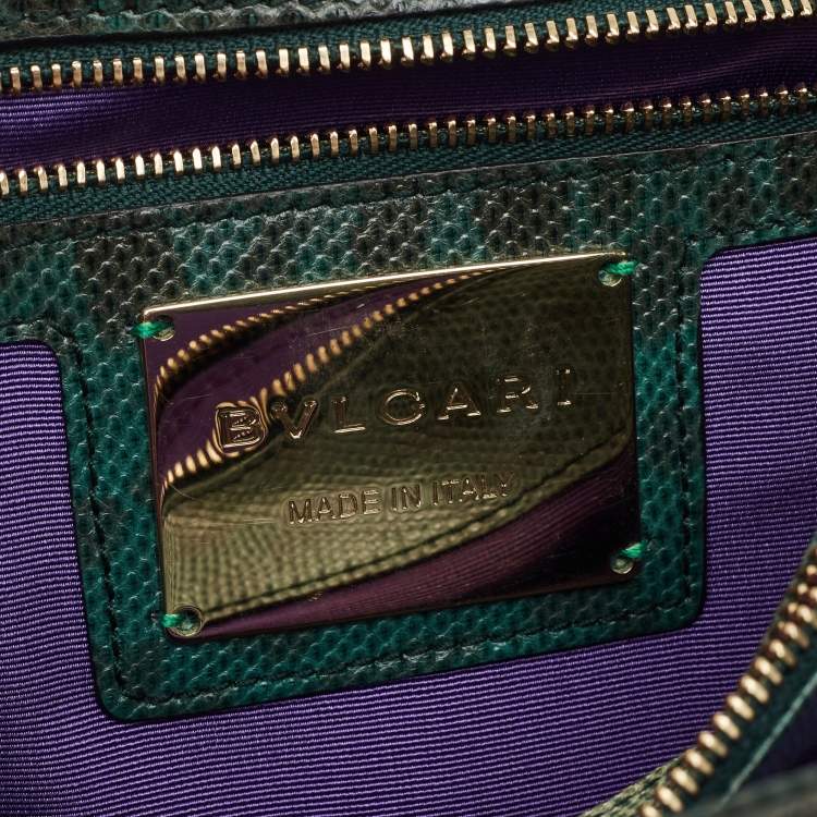 Pre Owned Bvlgari Green Karung Leather Large Serpenti Forever Shoulder Bag