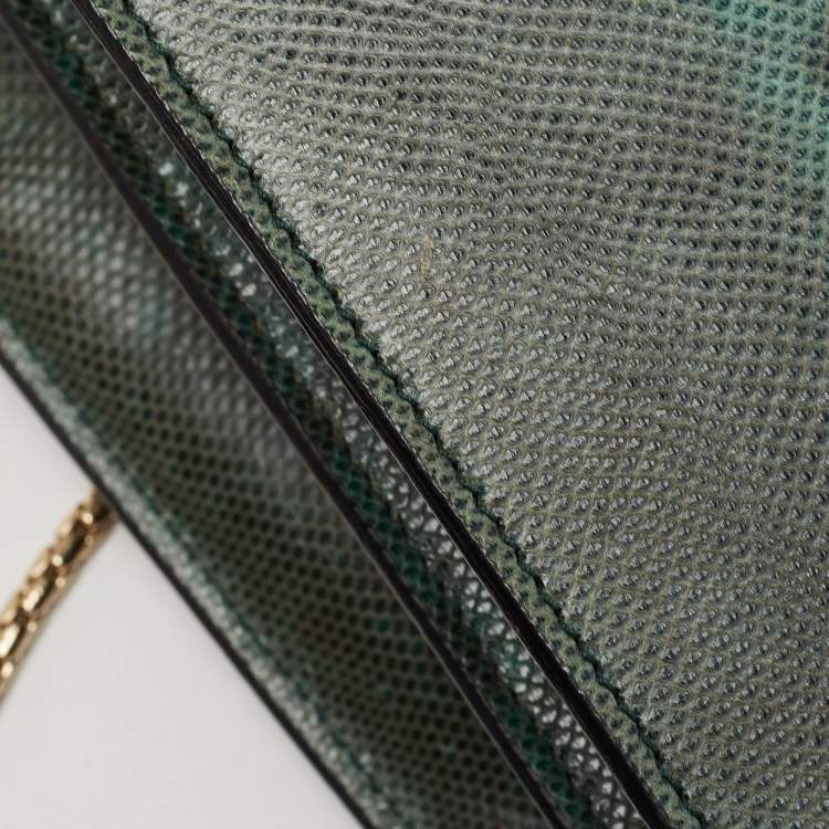 Pre Owned Bvlgari Green Karung Leather Large Serpenti Forever Shoulder Bag