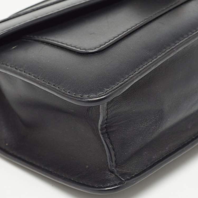 Pre Owned Bvlgari Black Leather Serpenti Forever Flap Chain Shoulder Bag