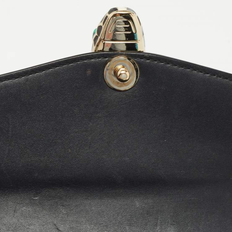 Pre Owned Bvlgari Black Leather Serpenti Forever Flap Chain Shoulder Bag