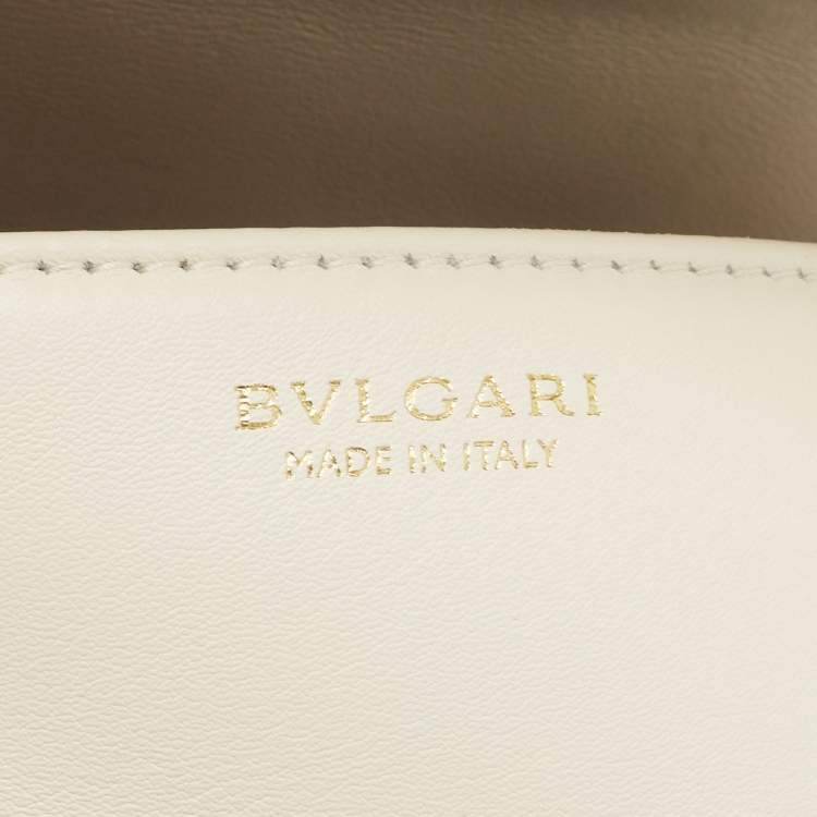Pre Owned Bvlgari Ivory Quilted Leather Mini Serpenti Cabochon Crossbody Bag