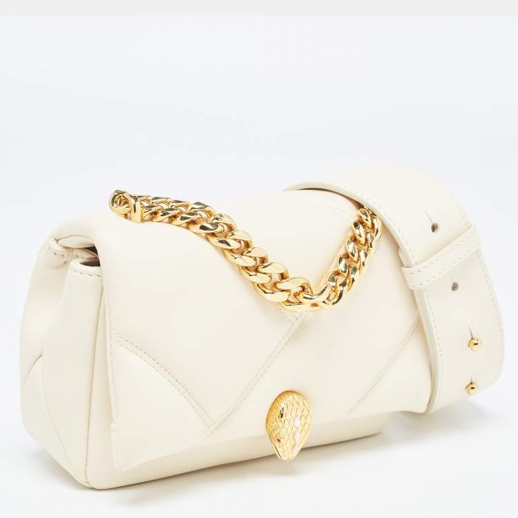 Pre Owned Bvlgari Ivory Quilted Leather Mini Serpenti Cabochon Crossbody Bag