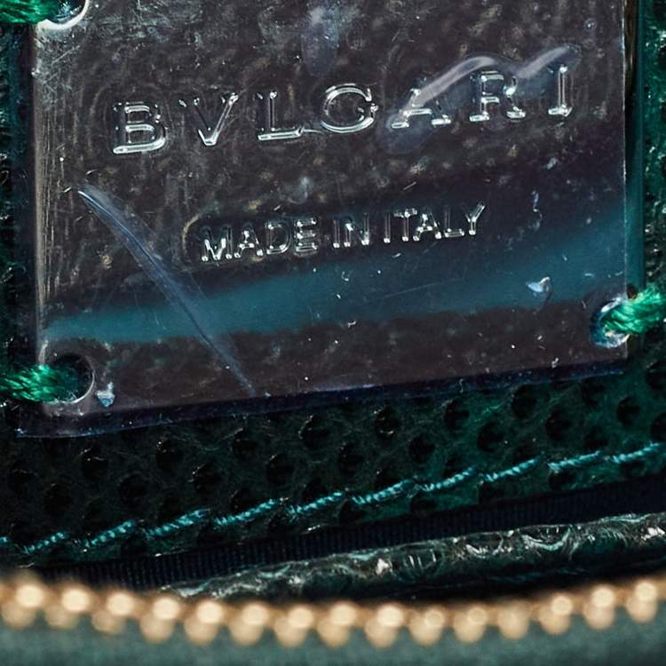 Pre Owned Bvlgari Green Karung Leather Medium Serpenti Forever Flap Shoulder Bag