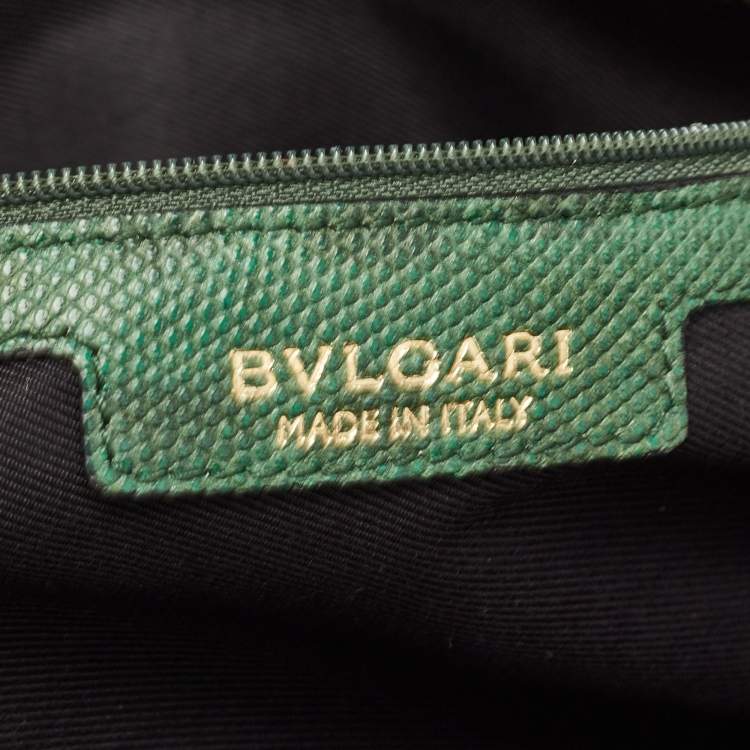 Pre Owned Bvlgari Green/Black Karung Leather Monete Chain Bag