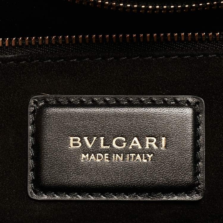 Pre Owned Bvlgari Black Leather and Leopard Print Calfhair Scaglie Serpenti Tote